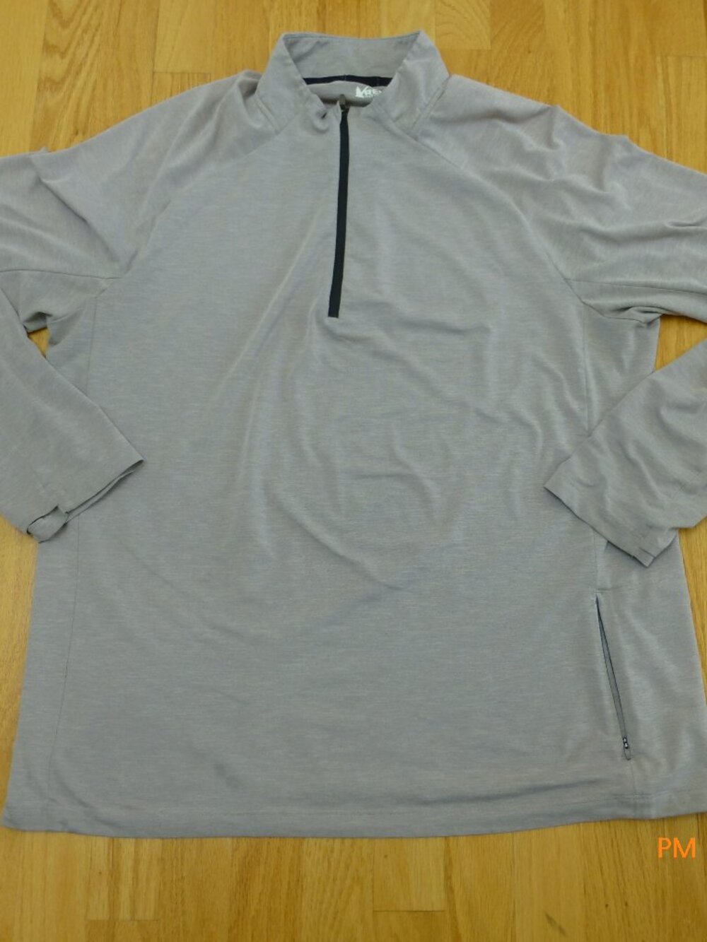 REI Co Op Quarter Zip Pullover Mens Large Tan Taupe Lightweight Outdoors Hiking